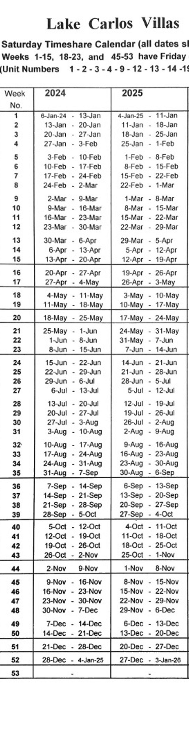 Printable Saturday To Saturday Timeshare Calendar